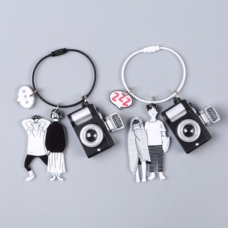 Móc khóa trang trí hình Vkook hoạt hình trong nhóm BTS 2 mặt bằng epoxy acrylic