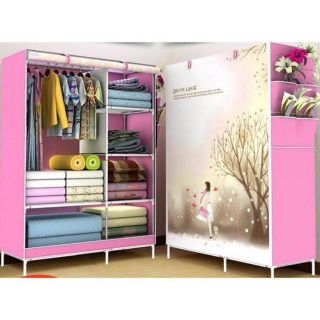 tủ vải quần áo 2 buồn 6 ngăn (105*45*170cm) đủ màu