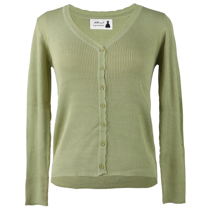 Áo Khoác Cardigan Dệt Kim Tay Dài Cổ Chữ V Màu Trơn Cài Nút Thời Trang Xuân Thu Cho Nữ