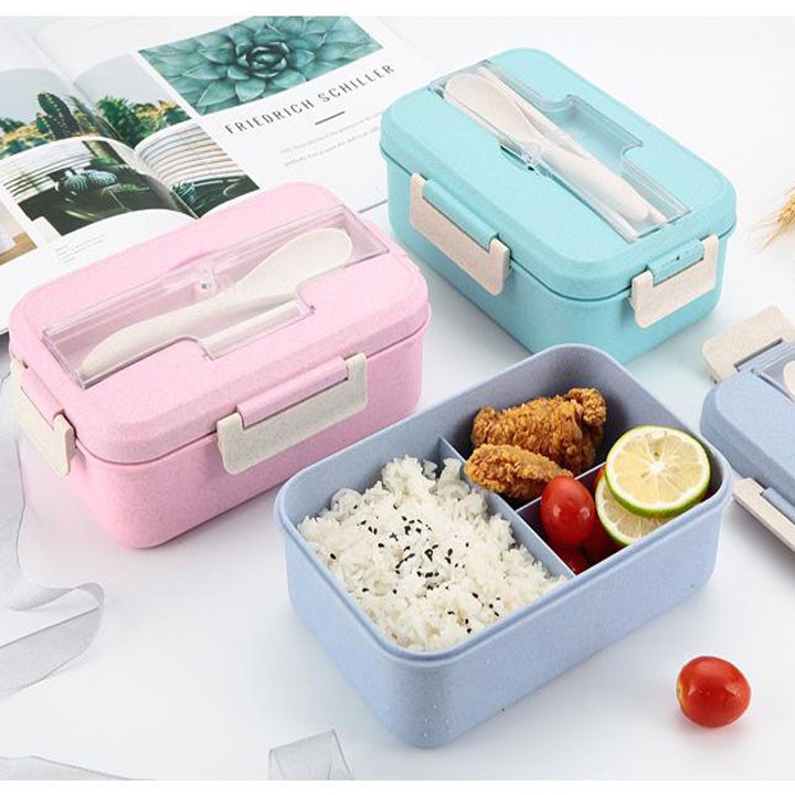 Hộp Đựng Cơm Nhựa  3 Ngăn Tiện Lợi - Hộp Cơm Trưa Văn Phòng Picnic Dễ Dàng Sử Dụng