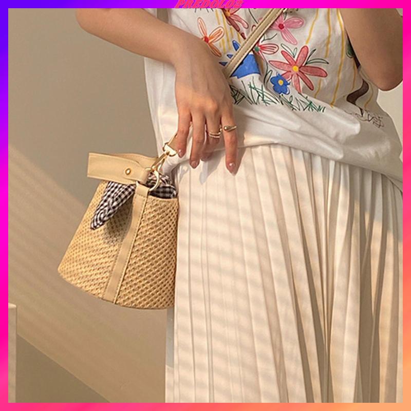 [Predolo2] Túi Xách Tote Đan Rơm Có Tay Cầm Phong Cách Bohemian Thường Ngày Cho Nữ