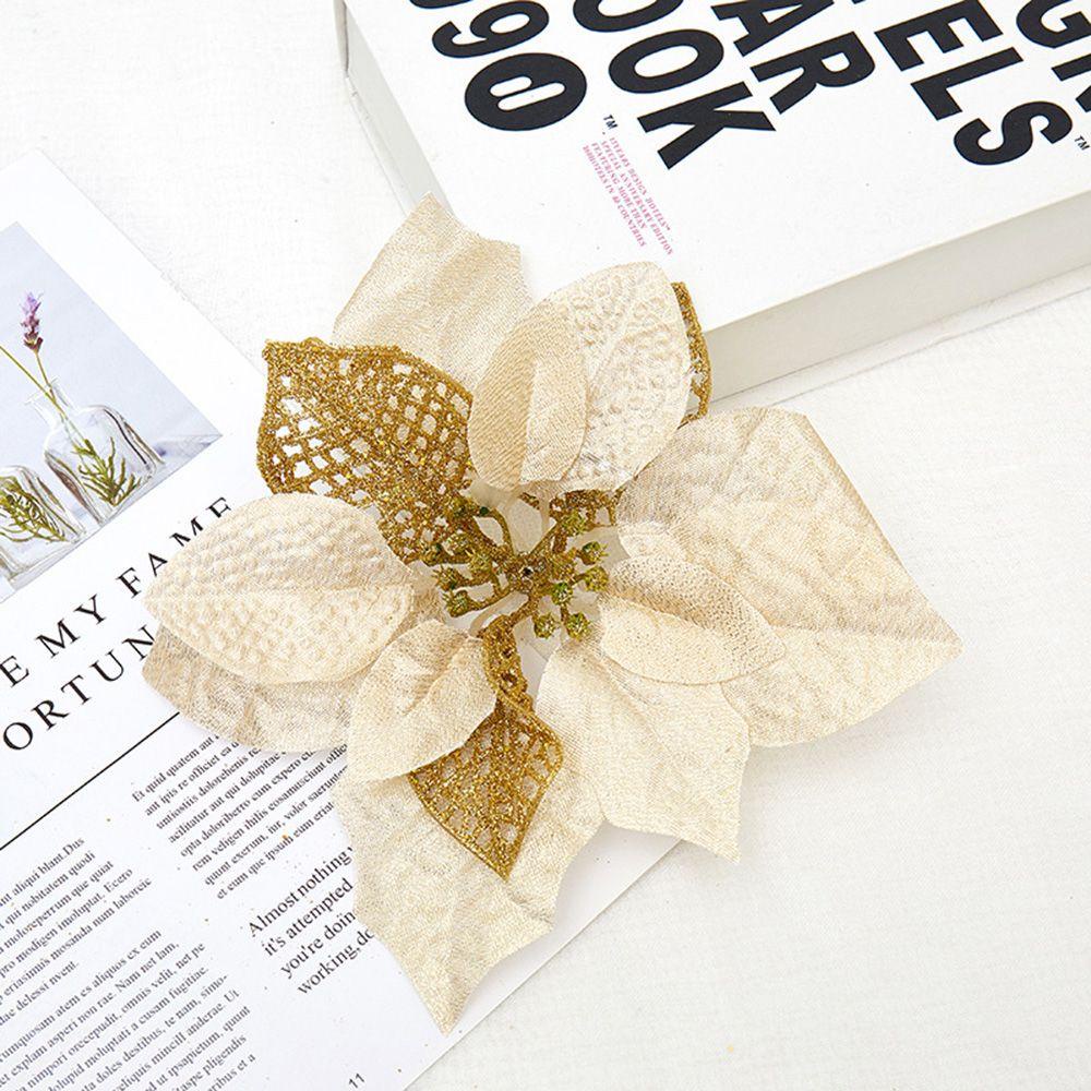 KUNHEV Set 5 Bông Hoa Mẫu Đơn Giả Lấp Lánh Trang Trí Tiệc Giáng Sinh Năm Mới DIY