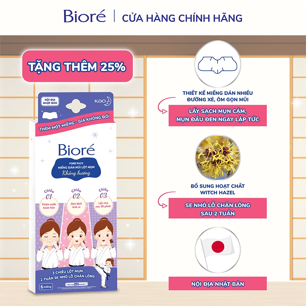 (Chọn Hương) Combo 3 Miếng Dán Lột Mụn mũi Biore Pore Pack (5 miếng/hộp)