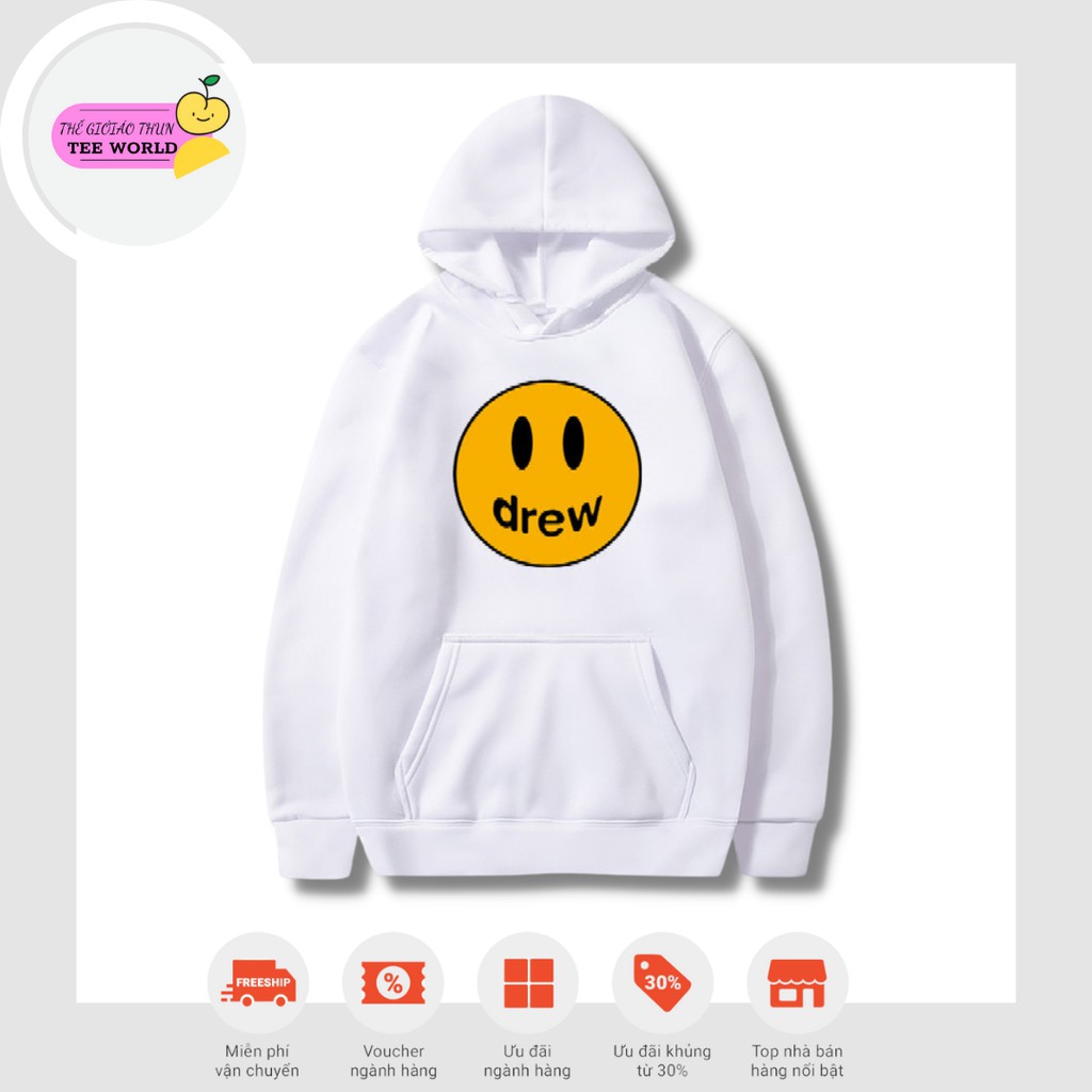 Áo nỉ Hoodie Drew house mặt cười Hogoto shop , áo nỉ bông hoodie unisex nam nữ phong cách ulzzang Hàn Quốc