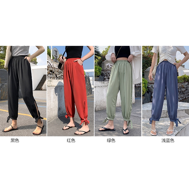 SUXI Quần legging vải chiffon kiểu dáng đơn giản thời trang mùa hè thoải mái cho nữ