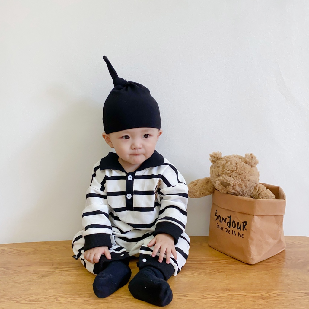 Áo Liền Quần Kẻ Sọc Thời Trang Xuân Thu Cho Bé