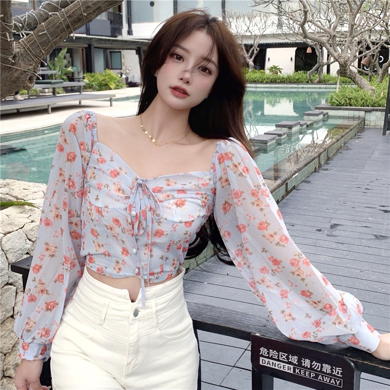 Áo Trễ Vai In Hoa Xinh XắN Cho Nữ