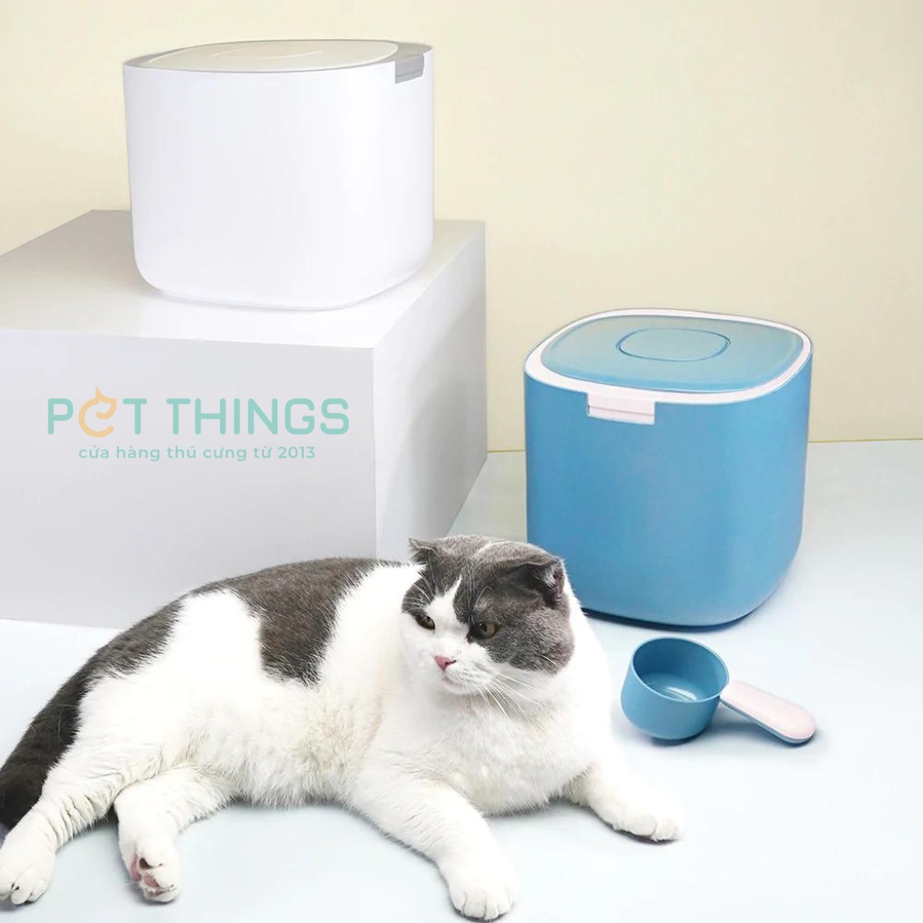 Thùng đựng hạt thức ăn khô kháng khuẩn Pakeway Happy Eating 11L / 5kg cho thú cưng
