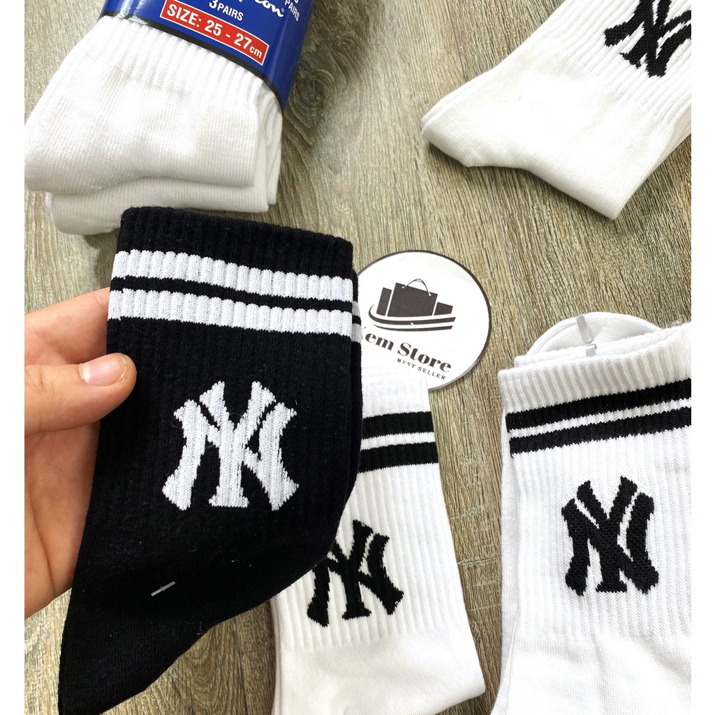 Tất Vớ NY Yankees, Tất Nam Nữ Champion, Thể Thao Năng Động Hot Trend Hàn Quốc, Chất Liệu Cotton Mềm Mịn Thấm Hút Mồ Hôi