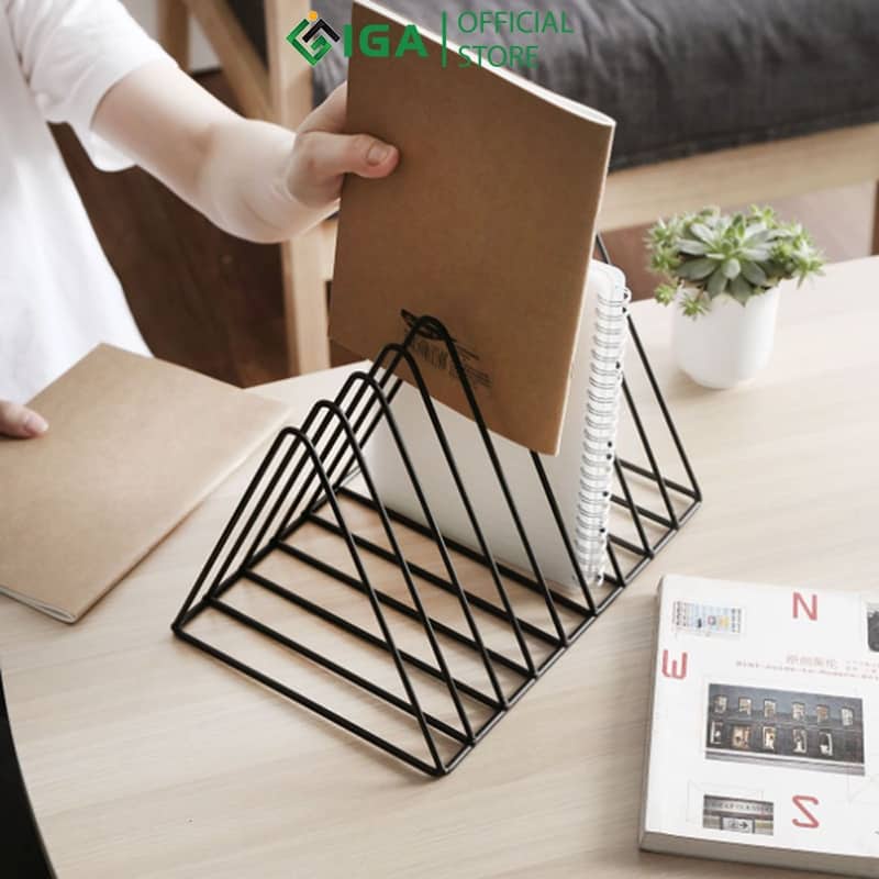 Kệ sách để bàn làm việc tam giác, kệ để tài liệu văn phòng cạnh máy in đa năng- GM47