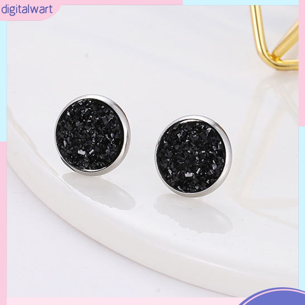 1 Đôi Khuyên Tai Tròn Đính Đá Nhiều Màu Bằng Thép Không Gỉ