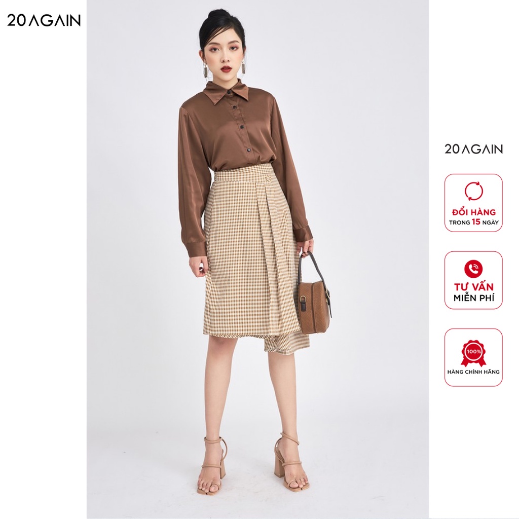 Áo sơ mi dáng basic 20AGAIN vải lụa cao cấp, thiết kế tối giản ASA1264 - Hàng mới về