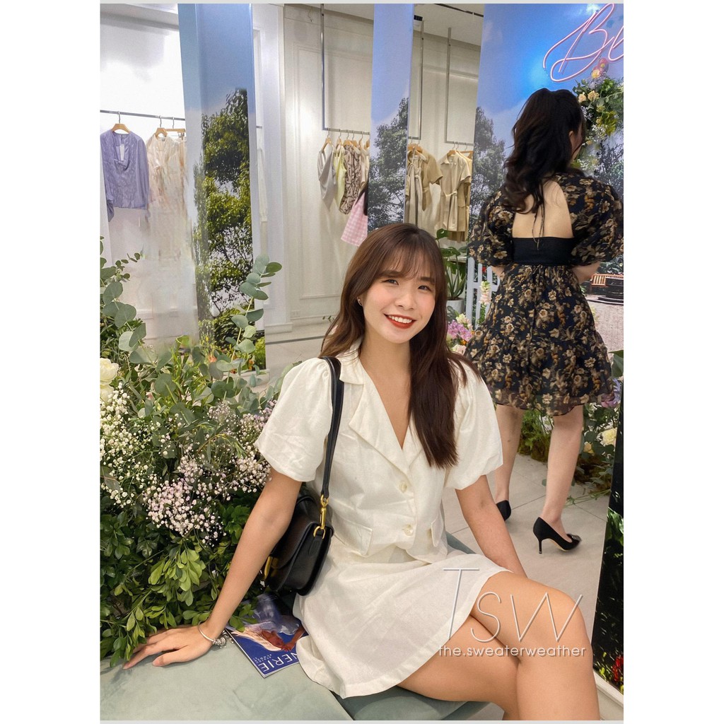 Set sơ mi tiểu thư tay phồng chân váy A ngắn thô đũi (Ảnh thật) | BigBuy360 - bigbuy360.vn