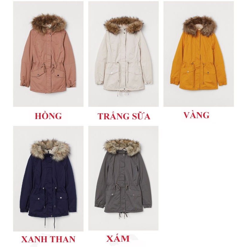 ÁO KHOÁC PARKA HM AUTHENTIC 100% NHIỀU MÀU CÓ LÓT LÔNG BEN TRONG ÁO