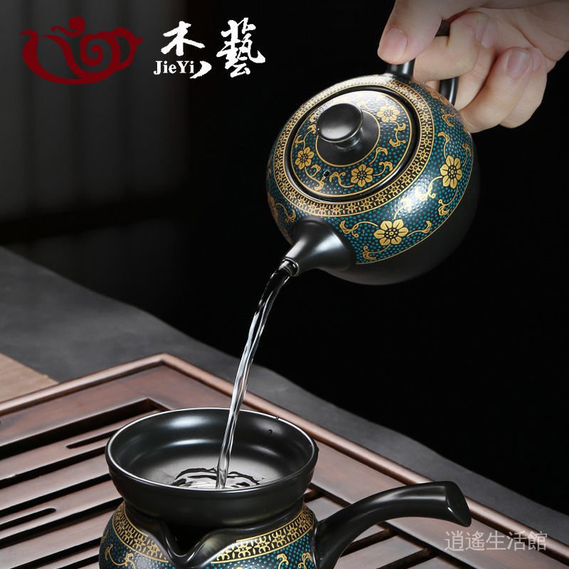 Bộ Cốc Uống Trà Bằng Gốm Có Nắp Đậy Tiện Lợi wW9k