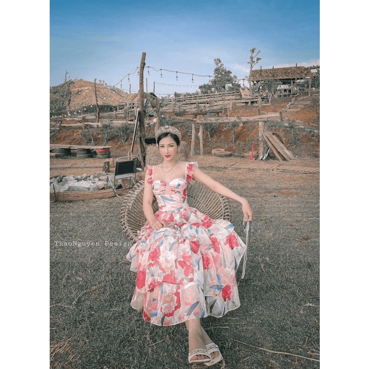 (Free ship) Xả Lỗ Đầm Voan Tầng Hai Dây Cho Các Nàng Diện Đi Dự Tiêc UP HHP Fashion