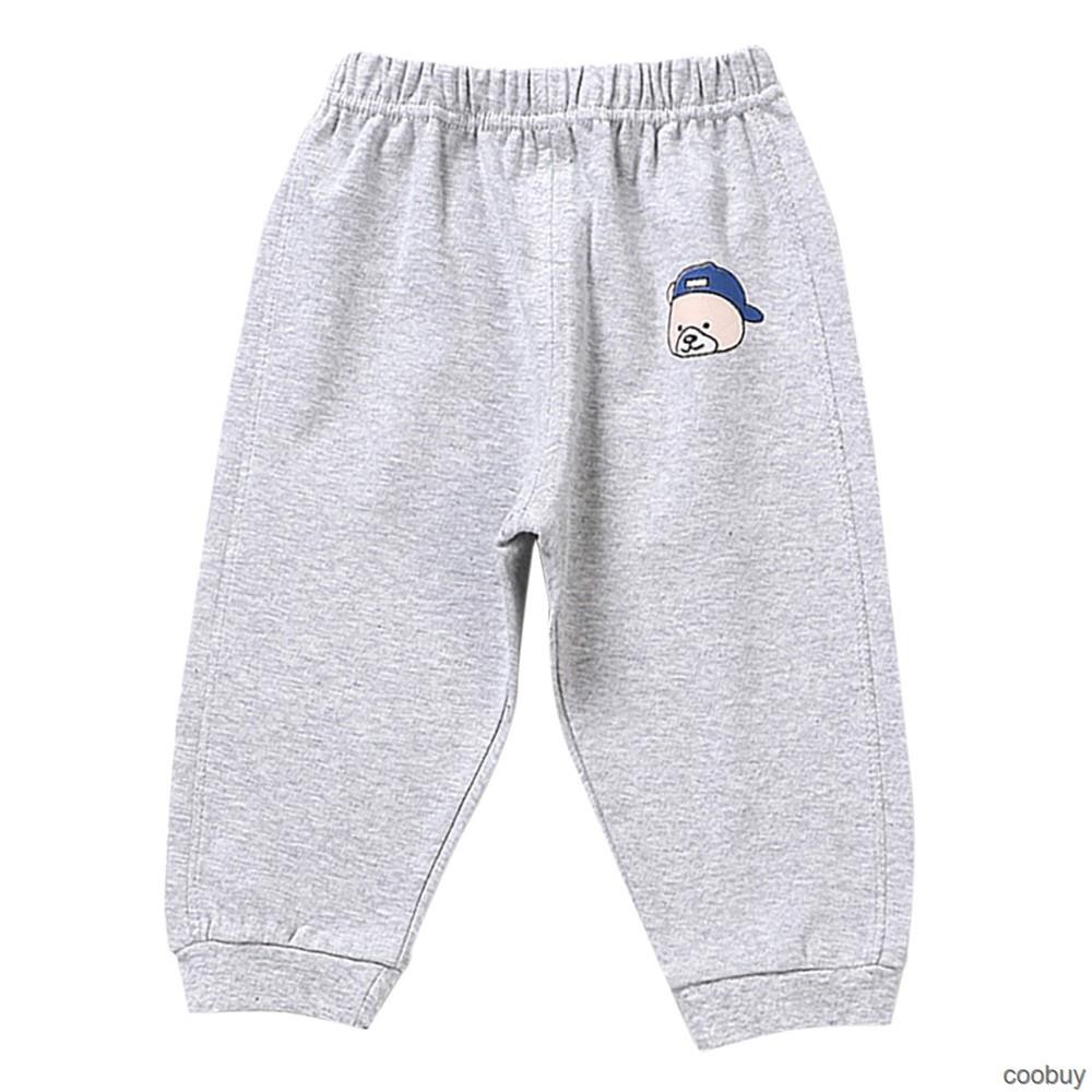 Quần Dài Cotton Lưng Thun In Họa Tiết Hoạt Hình Cho Bé