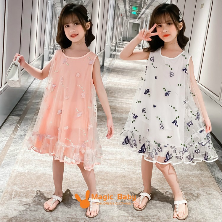 Đầm Công Chúa Họa Tiết Bướm Thêu Thần Tiên Xinh Xắn Cho Bé Gái