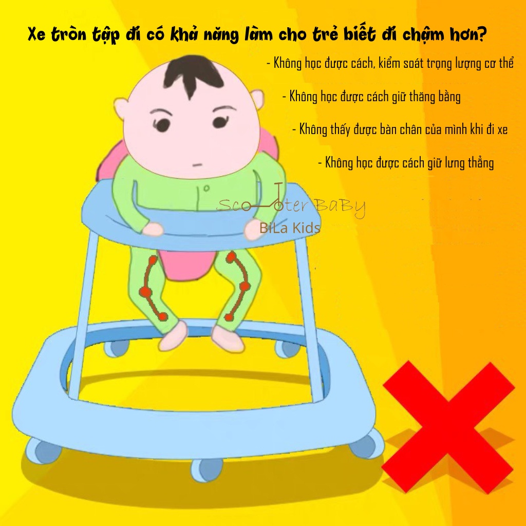 Xe tập đi cho bé kiêm bảng bận rộn busy board BILA KIDS chống trơn trượt, đẩy baby mẫu mới 2022