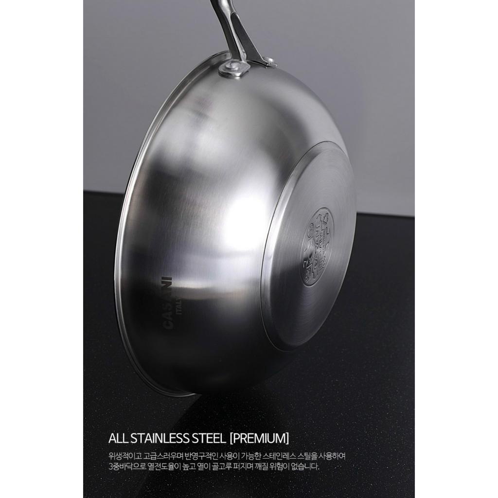 Chảo inox Casani Wokpan sâu lòng, size 28cm