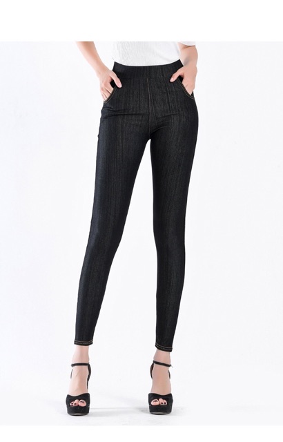 Quần legging thun giả jean big size viền vàng size lớn 65-90kg