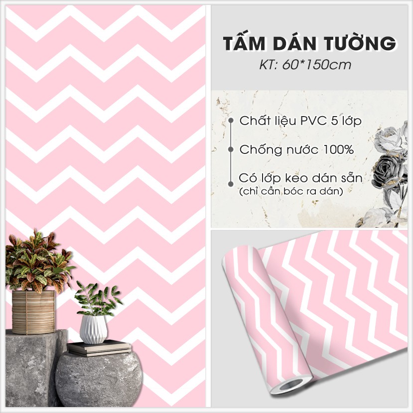 Giấy Dán Tường 3D Vân Sóng Hồng (D5) | Decal Dán Tường Chống Bấm Bẩn Nấm Mốc Giúp Phòng Sạch Sẽ Hơn Chất Liệu Dễ Dàng Vệ