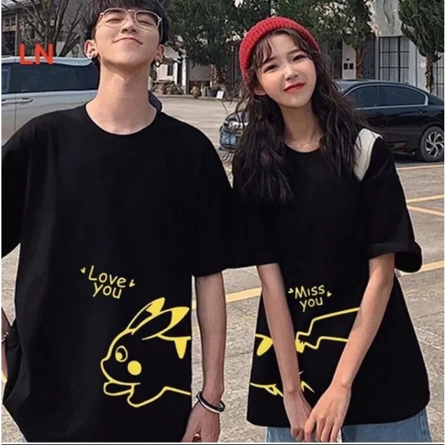 Áo Thun Đôi unisex tay lỡ , đầu đôi chuột ghép áo cặp dễ thương , chất liệu thun cotton 100% loại fom rộng