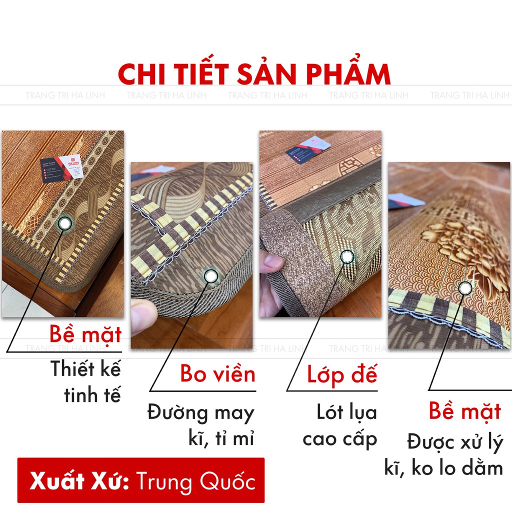 Chiếu trúc tăm vân gỗ điều hòa đế lụa cao cấp , chiếu trúc tre nhập khẩu mát lạnh mùa hè