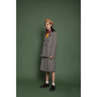 [Madelen] Blazer Kẻ Xám 4 Cúc