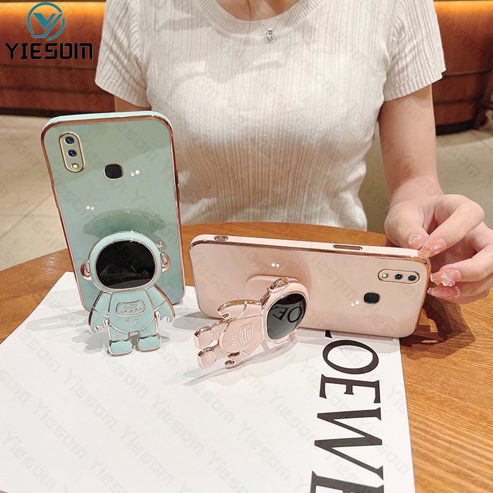 Ốp Điện Thoại Silicon Vuông Mềm Có Giá Đỡ Cho Vivo Y95 Y91 Y93 Y91C Y1S Y71 Y79 Y85 Y66 V9 V7 Plus V5 S1 Pro