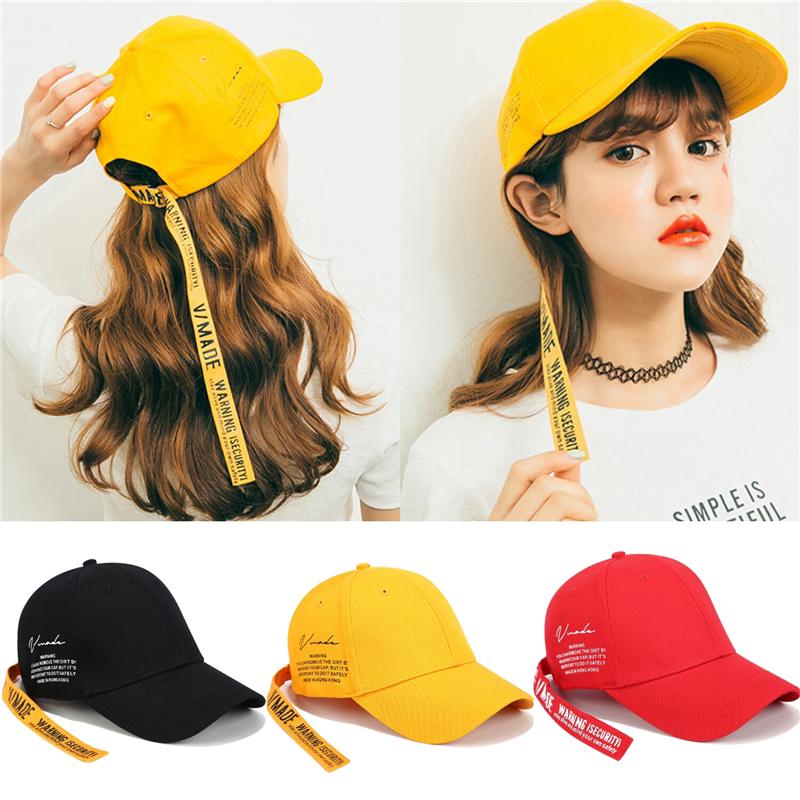 Mũ lưỡi trai màu trơn có dây cột in chữ phong cách hip hop năng động