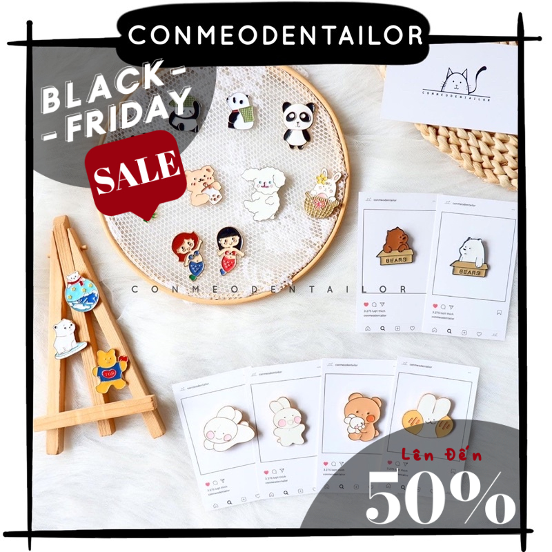 Ghim cài hình gấu trang trí balo túi áo CONMEODENTAILOR