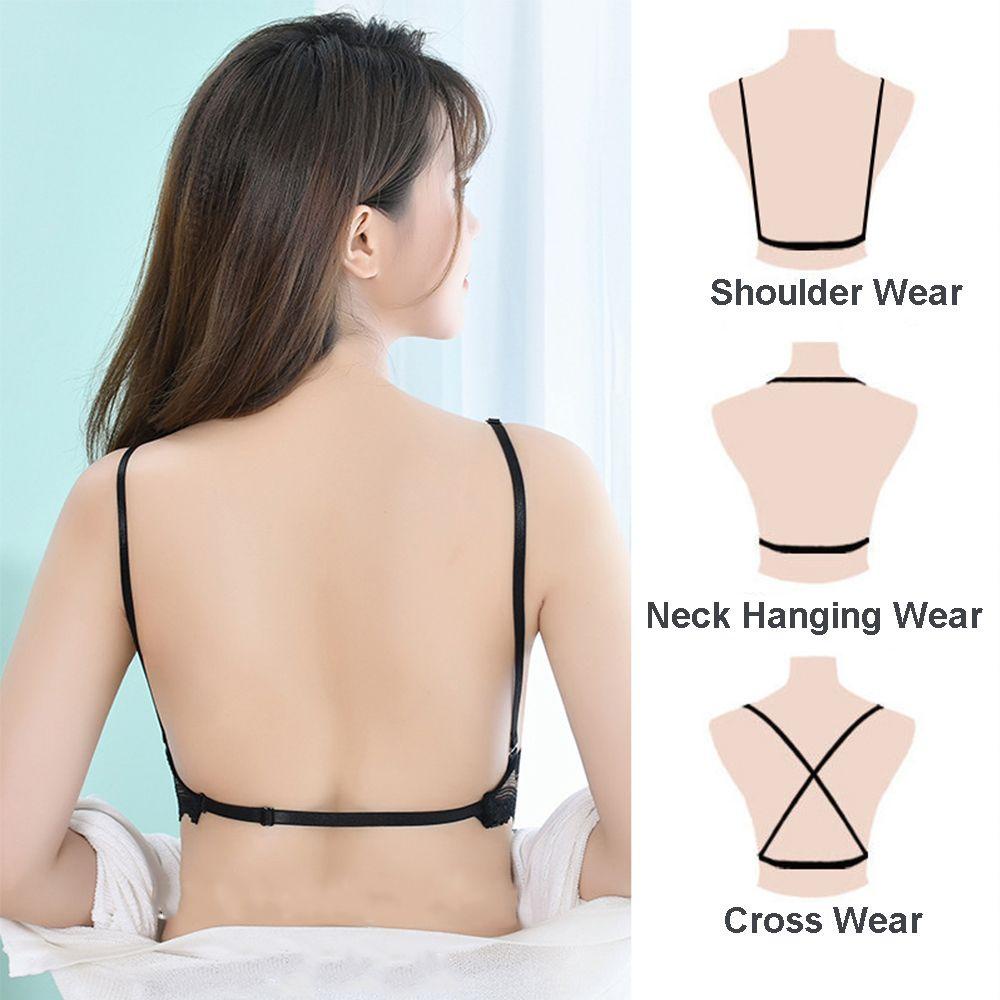 OCEANMAP Áo Ngực Không Gọng Trong Suốt Đính Hoa Xinh Xắn