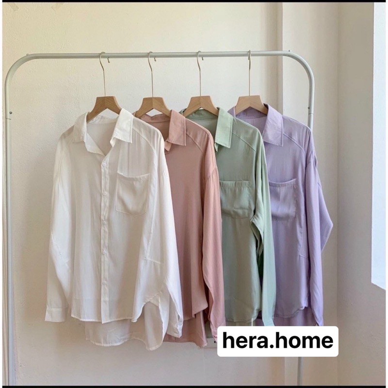 Sơmi lụa tăm trơn vintage kèm hình thật khách mặc ở cuối