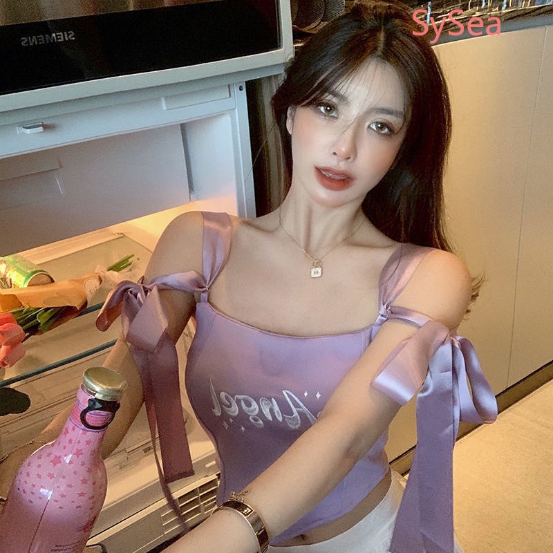 Áo Hai Dây Rút Dây Thêu Chữ Cái Thời Trang Mùa Hè