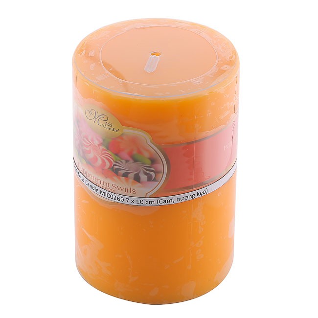 Nến thơm trụ tròn D7H10 Miss Candle FTRAMART MIC0260 7 x 10 cm (Cam, hương kẹo)