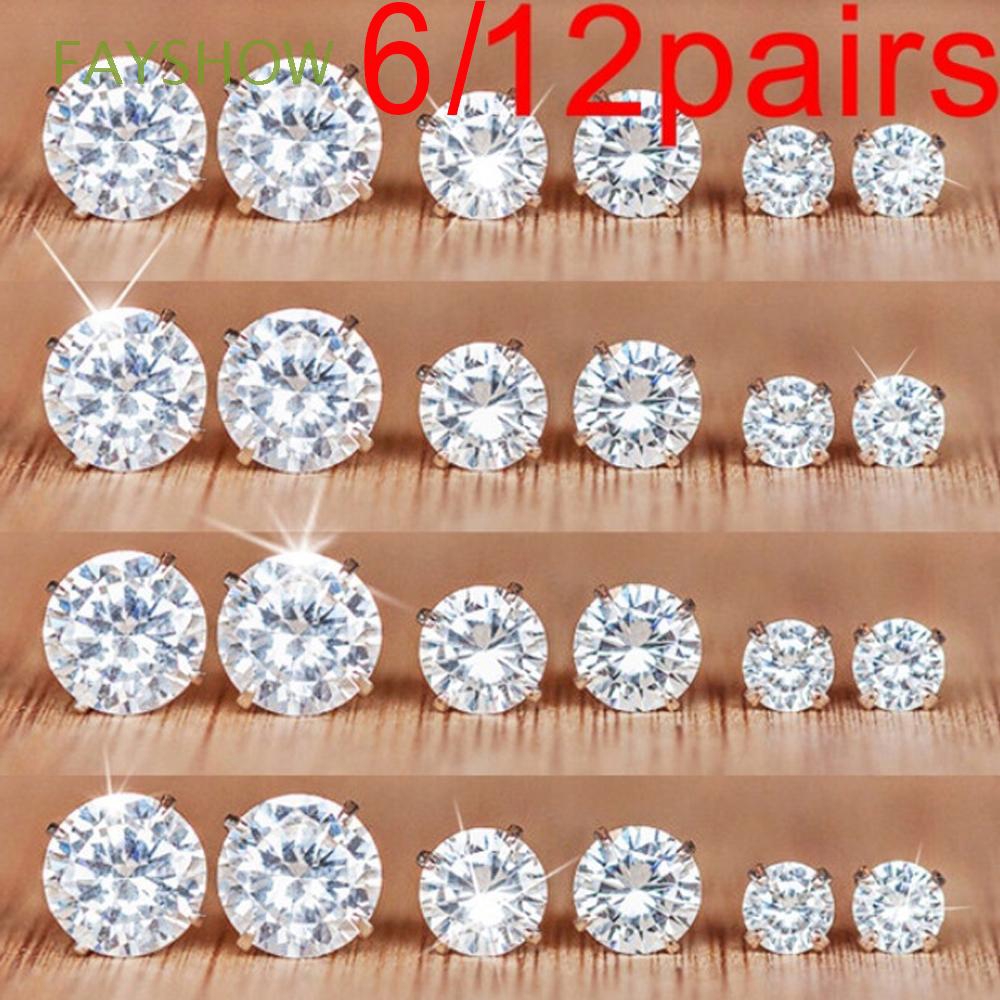 Set 6/12 cặp khuyên tai đơn giản dành cho nữ