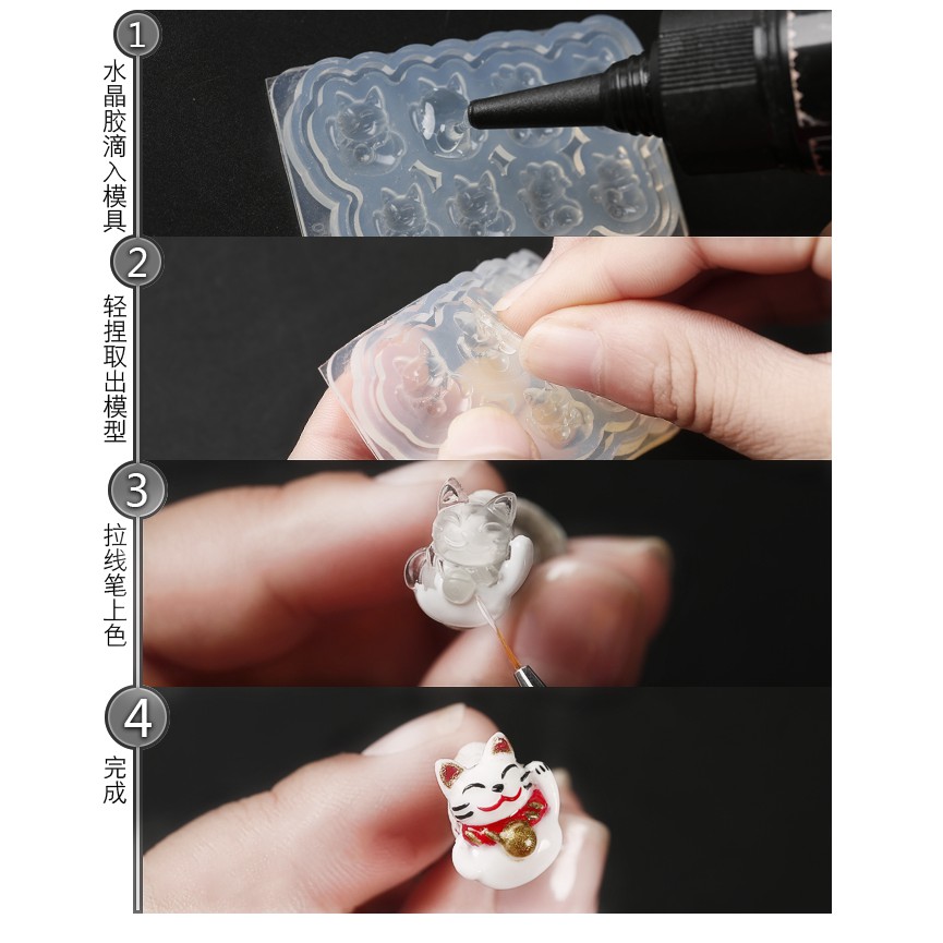 Khuôn mini trang trí keycap resin hình mèo
