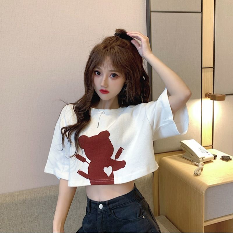 AMOI Áo Thun Tay Ngắn Dáng Rộng Cổ Tròn Thời Trang Hàn Quốc Dành Cho Nữ 2022