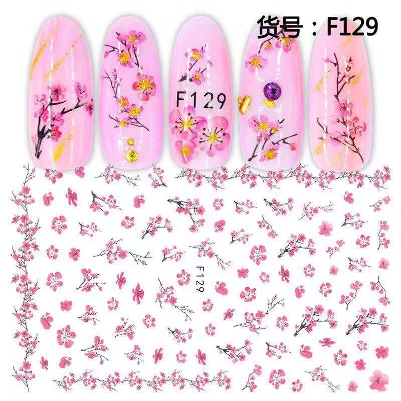 Hình dán móng tay Hoa đào F129