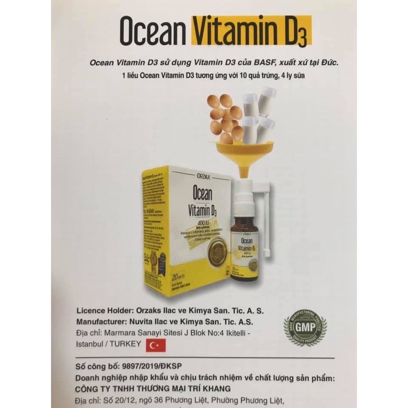 Vitamin Dạng Xịt Ocean D3K2 Hỗ Trợ Tăng Cường Hấp Thu Canxi Giúp Bé Phát Triển Vượt Trội Chai 20ml