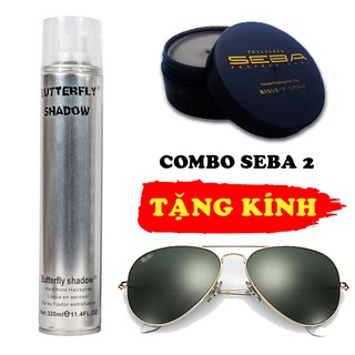 Combo sáp vuốt tóc Seba Nhật + gôm Butterfly + kính hoặc lược