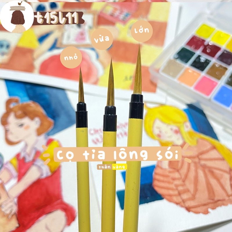 [t15l11] Cọ tỉa lông sói thân nâu/vàng giá rẻ nhiều kích cỡ