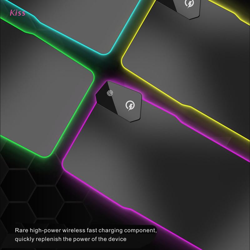 Tấm Lót Chuột Kiêm Sạc Điện Thoại Không Dây 15W RGB Phát Quang Độc Đáo Tiện Dụng