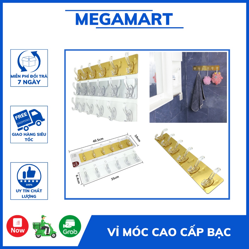 Móc dán tường chịu lực treo quần áo vật dụng nhà bếp nhà tắm đa năng, miếng dán tường siêu dính chịu lực cao - MEGAMART