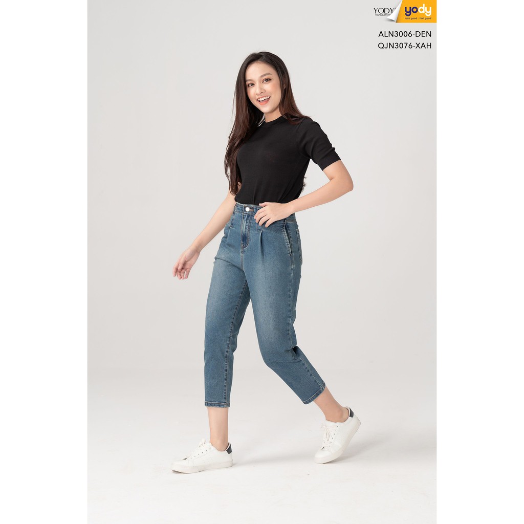 Quần Jean Baggy Nữ YODY Cạp Liền Trơn Lưng Cao Co Giãn Tốt Tôn Dáng Mã SP QJN3076 | BigBuy360 - bigbuy360.vn