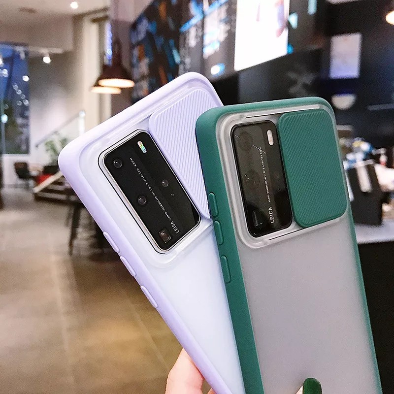 Ốp lưng chống sốc dành cho điện thoại P40/ P40 Pro có nắp trượt bảo vệ Camera