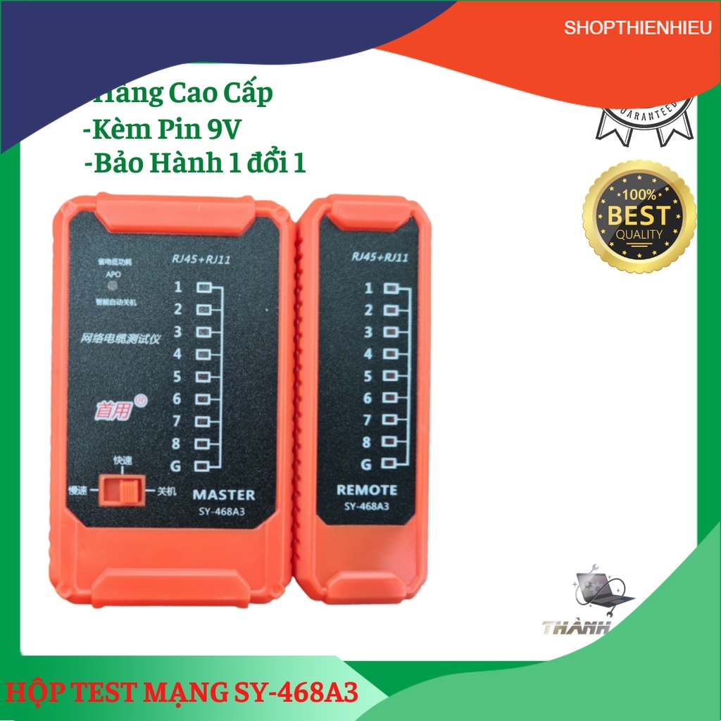 Hộp Test Dây Mạng,Test Cáp Mạng, MASTER SY 468 Tặng Kèm Pin 9V Chất Lượng Cao