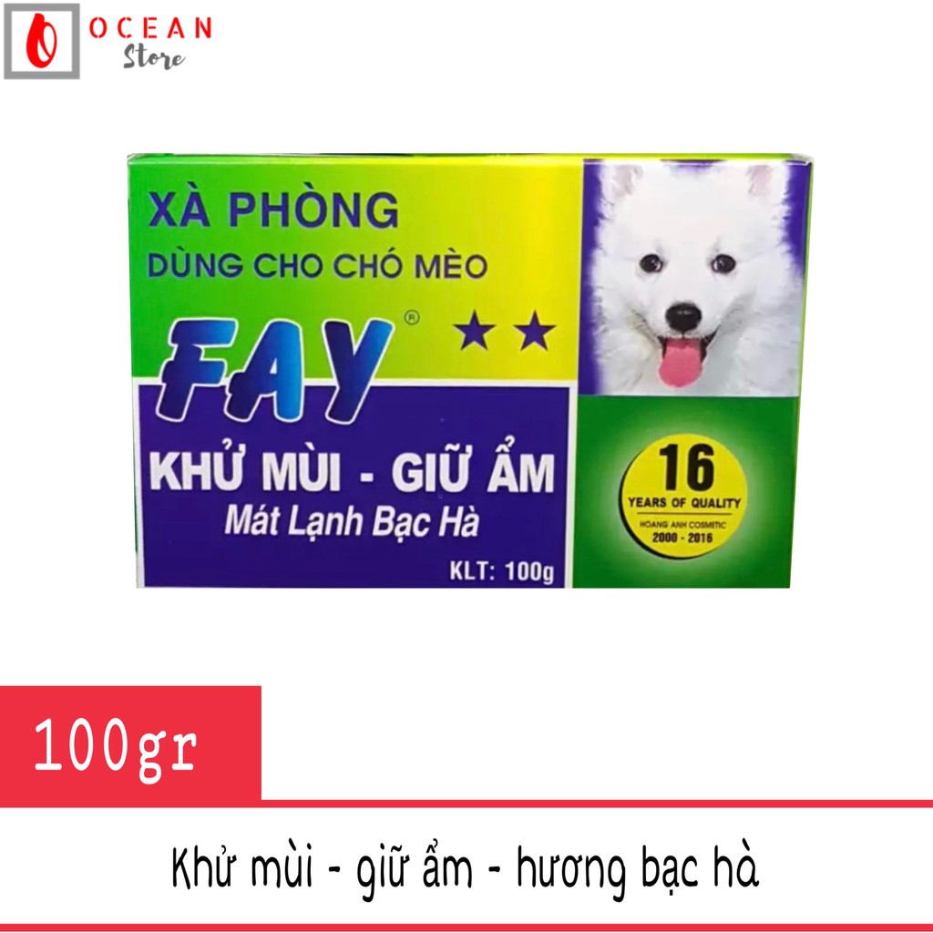 [Mã PET50K giảm Giảm 10% - Tối đa 50K đơn từ 250K] Xà phòng tắm dưỡng ẩm, khử mùi hôi cho chó mèo - Fay 2 sao 100g Xanh