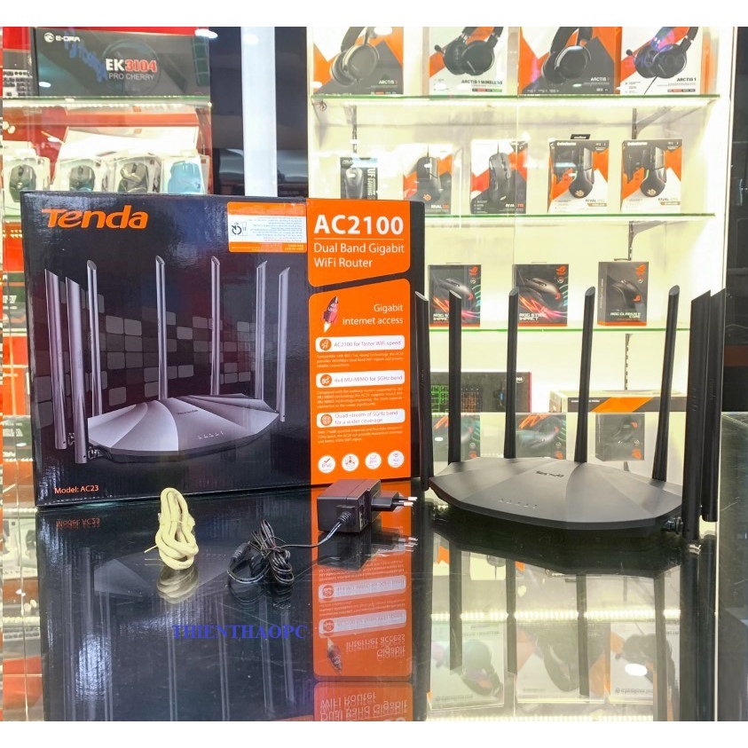 Bộ Phát Wifi Tốc Độ Cao AC2100Mbps Băng tần kép 7 Ăng Ten Tenda AC23 - Hàng Mới chính hãng BH36T